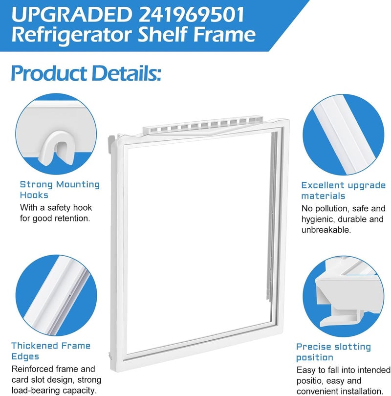 Alvar UPGRADED 241969501 Refrigerator Shelf Frame Compatible with Frigidaire Shelf Replacement Parts Crisper Drawer Pan Cover with 241993101 & 241993001 Crisper Cover Support LFSS2612TF0, FFSS2615TS0 Shelf - Image 3